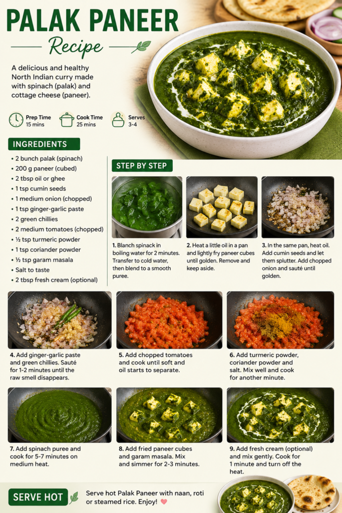 palak paneer hindi recipe